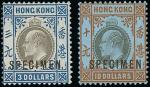 Hong KongKing Edward VII19031c. to $10 set of fifteen overprinted Hspecimen, 50c. and $3 with broken