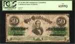 CT-16. Confederate Currency. 1861 $50. PCGS Currency New 62 PPQ. Contemporary Counterfeit.