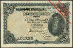 Banco de Portugal, Azores, 2500 reis, 30 July 1909, serial number AG 00371, Ch 1, grey, pale blue an