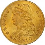1810 Capped Bust Left Half Eagle. Bass Dannreuther-1. Small Date, Tall 5. Rarity-3+. Mint State-65 (