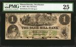 Dorchester, Massachusetts. Blue Hill Bank. 1860s. $1. PMG Very Fine 25.
