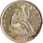 1871-S Liberty Seated Half Dollar. WB-5. Rarity-3. Very Small Thick Top S. AU-55 (PCGS).