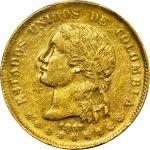 COLOMBIA. 1867 20 Pesos. Medellín mint. Restrepo M337.1 / 1867.2. AU-53 (PCGS).
