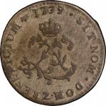 1739-Z Sou Marque. Grenoble Mint. Vlack-221b. Rarity-7. EF-45 (PCGS).