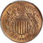 1865 Two-Cent Piece. Fancy 5. MS-66+ RB (PCGS). CAC.