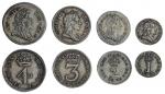 George I (1714-1727), Maundy Coins, 1727 (4), Fourpence to Penny, laureate, draped and cuirassed bus