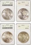Lot of (4) Philadelphia Mint Peace Silver Dollars. MS-64 (ANACS). OH.