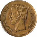 MEXICO. Junta de los Notables Brass Medal, "1863". Maximilian I. PCGS MS-63.