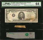 Fr. 1978-G. 1985 $5 Federal Reserve Note. Chicago. PMG Choice Uncirculated 64. Obstructed Printing E