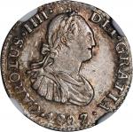 MEXICO. 1/2 Real, 1807/6-Mo TH. Mexico City Mint. Charles IV. NGC AU-55.