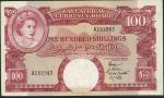 East African Currency Board, 100 shillings, Nairobi, ND (1958), prefix A1, red and tan, Elizabeth II