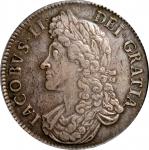 GREAT BRITAIN. Crown, 1687 Year TERTIO. London Mint. James II. PCGS MS-63.