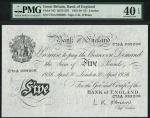 Bank of England, Leslie Kenneth OBrien (1955-1962), ｣5, London 30 April 1956, serial number C75A 089