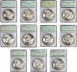 Lot of (11) New Orleans Mint Morgan Silver Dollars. MS-63 (PCGS). OGH--First Generation.
