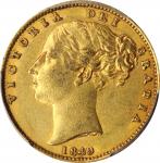 GREAT BRITAIN. Sovereign, 1849. London Mint. Victoria. PCGS AU-58 Gold Shield.