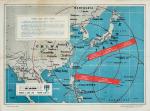 民国抗战时期中缅印战区印发《中国及轰炸日本作战地图》一张。尺寸：75.2×55.5cm。1945年春，随着美军在太平战场的节节胜利和中国等抗日战场的坚决抵抗，日本法西斯开始走向穷途末路。作为日寇大本营