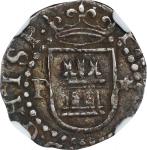 PERU. Cob 1/4 Real, ND (ca. 1577-88)-P ★. Lima Mint. Philip II. NGC AU-50.