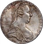 1780年奥地利塔勒银币，重铸，AU