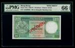 1985年汇丰银行10元样票，编号AA000000，PMG 66EPQ