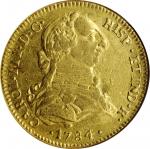 CHILE. 4 Escudos, 1784-So DA. Santiago Mint. Charles III. NGC AU-50.