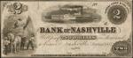 Nashville, Tennessee. Bank of Nashville. August 1, 1853. $2. Choice Very Fine. Remainder.