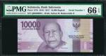 2016/2017年印度尼西亚银行100,000 印尼盾。序列号1。INDONESIA. Bank Indonesia. 10,000 Rupiah, 2016/2017. P-157b. Seria