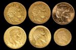 1850-1908法国金币一组 近未流通 FRANCE. Sextet of Gold Issues (6 Pieces)