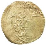 GREAT MONGOLS: Anonymous, ca. 1220s-1240s, AV dinar (4.07g), Nishapur, DM, A-1966, obverse legend qa