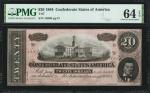 T-67. Confederate Currency. 1864 $20. PMG Choice Uncirculated 64 EPQ.