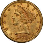 1882-CC Liberty Head Half Eagle. Winter 1-A, the only known dies. MS-62 (PCGS).