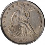 1840-O Liberty Seated Half Dollar. WB-7. Rarity-2. Very Small O, 144 Edge Reeds. AU-53 (PCGS).