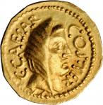 JULIUS CAESAR. AV Aureus (8.17 gms), Rome Mint, ca. 46 B.C. CHOICE EXTREMELY FINE.