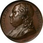 1818 (ca. 1830) Benjamin Franklin Series Numismatica Medal. By Armand Caque. Greenslet GM-42, Fuld F