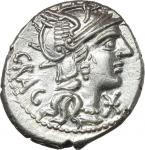 The Roman Republic, L. Antestius Gragulus.. AR Denarius, 136 BC. Cr. 238/1. B. 9. 4.1 g.  20.2 mm.  