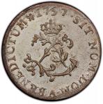 1757/6-A Sou Marque. Paris Mint. Vlack-38c. Rarity-8. No Stop After Heron. First Semester. MS-62 (PC