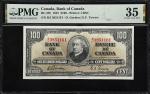 1937年加拿大银行100 元。CANADA. Bank of Canada. $100, 1937. BC-27b. PMG Choice Very Fine 35.