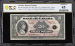 CANADA. Bank of Canada. 20 Dollars, 1935. BC-9b. PCGS Banknote Choice Extremely Fine 45.