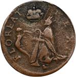 Undated (ca. 1652-1674) St. Patrick Farthing. Martin 8a.4-Da.6, W-11500. Rarity-8. Copper. Martlet A