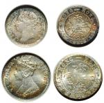 Hong Kong, lot of 2x silver coins, 5cents 1897 and 10cents 1898, both graded ANACS MS63 (2).