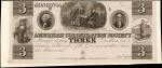 The American Colonization Society, [at] Monrovia, [Liberia]. Three Dollars. Uncirculated.