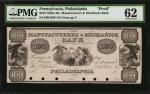 Philadelphia, Pennsylvania. Manufacturers & Mechanics Bank. 1830s-40s. $100. PMG Uncirculated 62. Pr