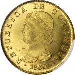 COLOMBIA. 8 Escudos, 1830-RS. Bogotá Mint. PCGS MS-64 Gold Shield.