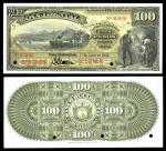 El Salvador. Banco Occidental. 100 Pesos. June 1, 1918. P-S180s. Black on olive and yellow underprin