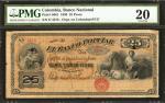 COLOMBIA. Banco Nacional - Overprinted on Banco Popular. 25 Pesos, 1899. P-S661. PMG Very Fine 20.