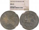 Mexico; 1877GoFR, silver coin 8 Reales, KM#377.8, UNC.(1) NGC MS63