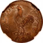 1835年英属东印度公司新加坡招商发行1柯平铜代用币。斗鷄系列。苏荷造币厂。MALAYA. British East India Company. Singapore Merchants issues