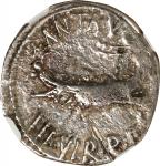 MARC ANTONY. AR Denarius, Patrae (?) Mint, ca. 32-31 B.C. NGC Ch F. Ex Jewelry, Polished.