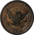 (large eagle) on a circa 1835 Hard Times token. HT-171, Low-328, W-MA-160-10a. Host coin Very Fine.