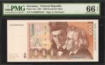 GERMANY, FEDERAL REPUBLIC. Deutsche Bundesbank. 1000 Deutsche Mark, 1991. P-44a. PMG Gem Uncirculate