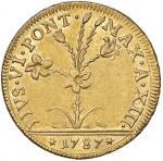 Vatican coins and medals. Pio VI (1774-1799) Bologna - 2 Doppie 1787 A. XIII - Munt. 169 var. (la te